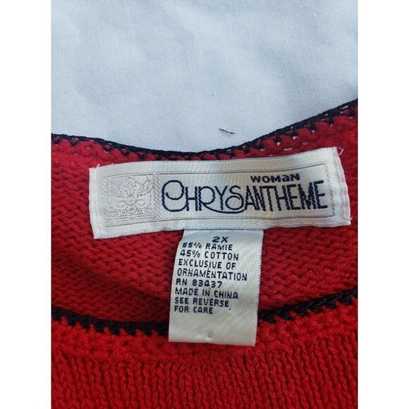 SOLD Vintage Christmas Holiday Sweater 2X Plus Beads Embroidered Party Ugly - Picture 5 of 8